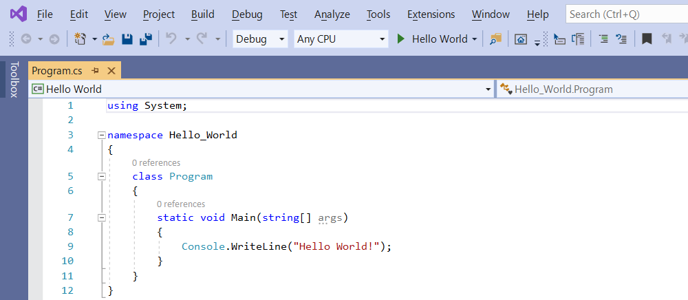 hello world source code